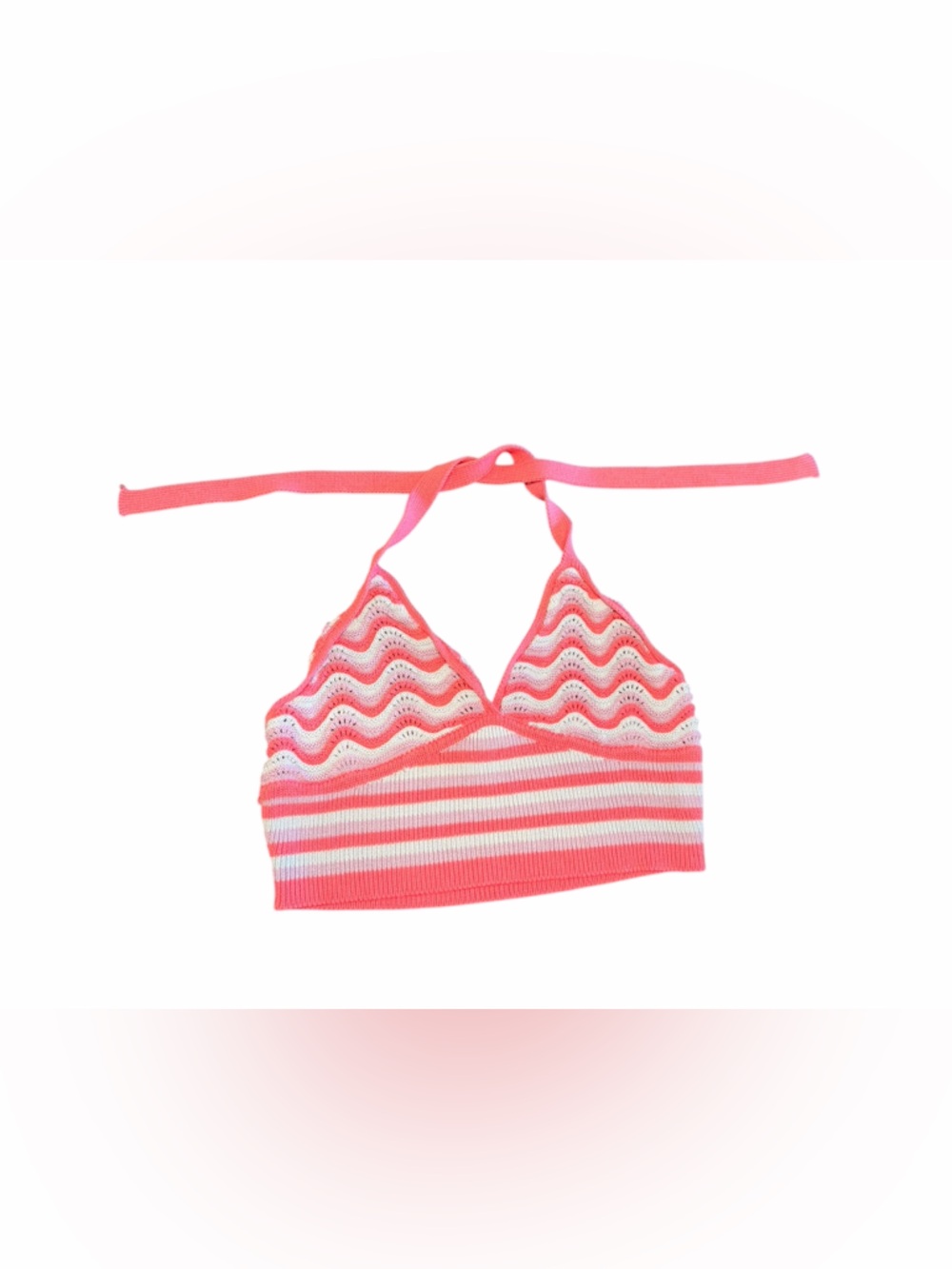 No Boundaries Pink Stripped Halter Top L Y2K